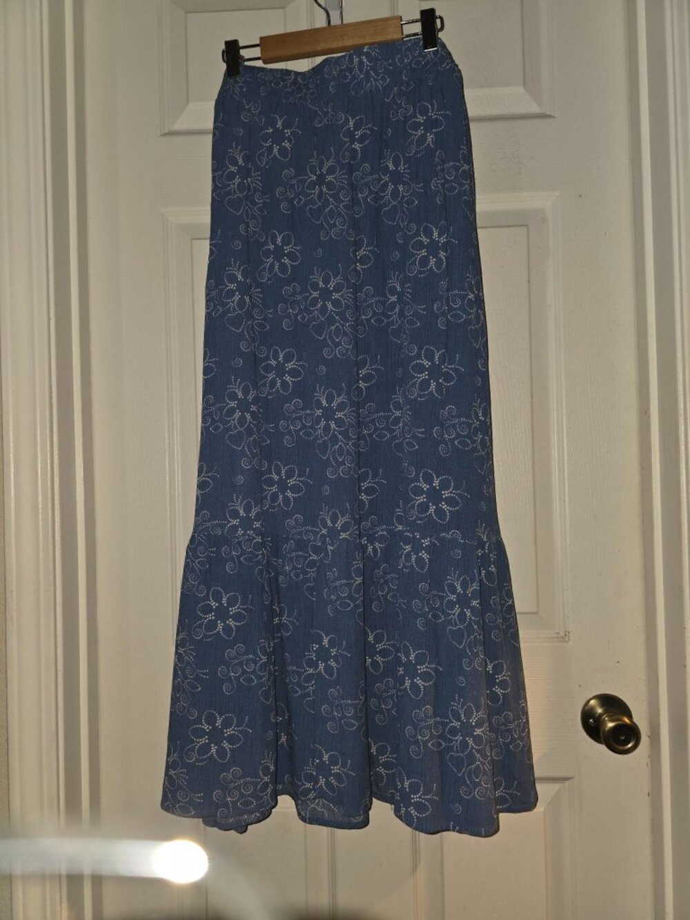 Market & Spruce Blue Floral Button-Front Midi Skirt — 2X
